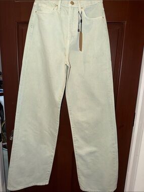 PIECES PCHOLLY Ultra High Waist Wide Leg Jeans Silt Green Size- Runs Small